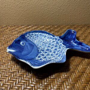 Bella Casa Fish-Shaped Ceramic Dish Blue White